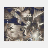 ファンタジーかわいい魔法使いトランペットの森 フリースブランケット (正面(横))