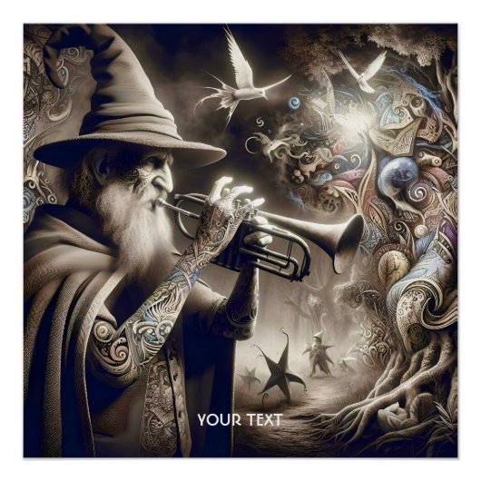 ファンタジーかわいい魔法使いトランペットの森 ポスター (正面)