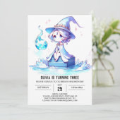 ファンタジーかわいい魔法使い 誕生日 招待状 (スタンド正面)