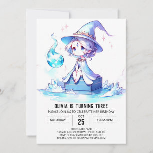 ファンタジーかわいい魔法使い 誕生日 招待状