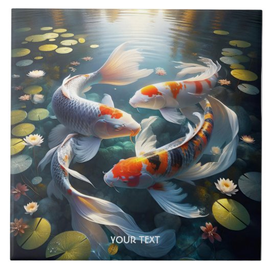 ファンタジーかわいい魚の湖の花 タイル (正面)