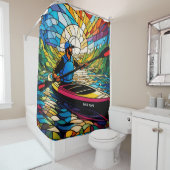 ファンタジーかわいい鮮やかなカヤックのステンドグラス シャワーカーテン (インサイチュ)