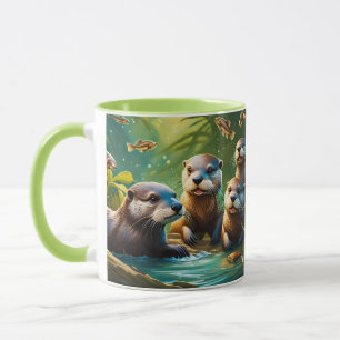 ファンタジーかわいい鮮やかなカワウソ マグカップ
