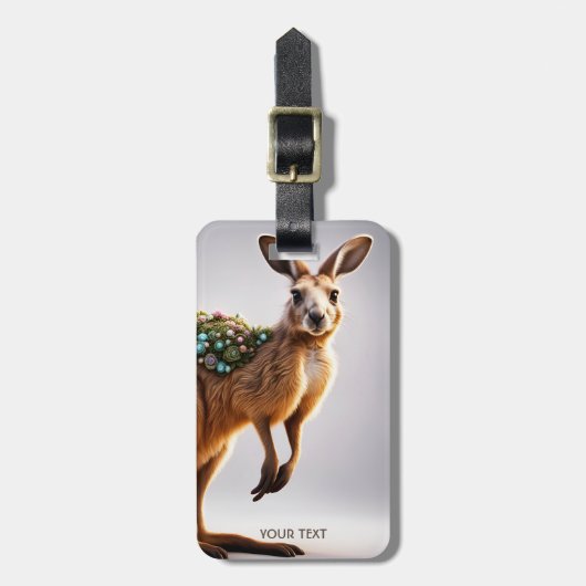 ファンタジーかわいい鮮やかなカンガルーポートレートの花 ラゲッジタグ (正面縦)
