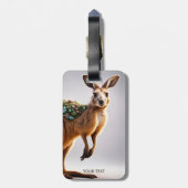 ファンタジーかわいい鮮やかなカンガルーポートレートの花 ラゲッジタグ (裏面縦)
