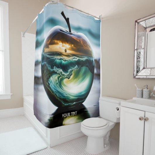 ファンタジーかわいい鮮やかなガラスのリンゴ海 シャワーカーテン (インサイチュ)