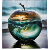 ファンタジーかわいい鮮やかなガラスのリンゴ海 シャワーカーテン (正面)