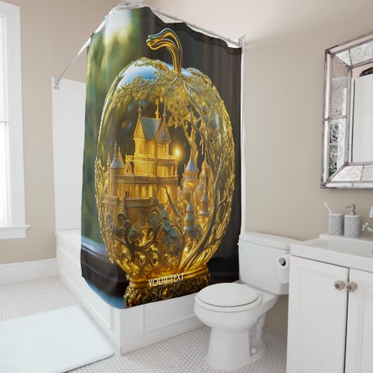 ファンタジーかわいい鮮やかなガラスの城の光 シャワーカーテン (インサイチュ)