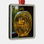 ファンタジーかわいい鮮やかなガラスの城の光 メタルオーナメント (右)