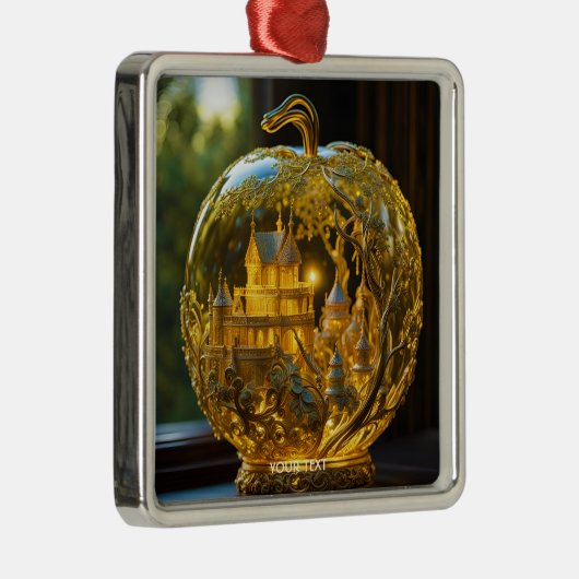 ファンタジーかわいい鮮やかなガラスの城の光 メタルオーナメント (右)