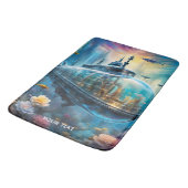 ファンタジーかわいい鮮やかなガラスの潜水艦の花 バスマット (アングル)