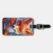 ファンタジーかわいい鮮やかなガラスキツネの花 ラゲッジタグ (正面横)