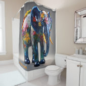 ファンタジーかわいい鮮やかなガラス吹象象 シャワーカーテン (インサイチュ)