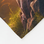 ファンタジーかわいい鮮やかなキツネの火の森 フリースブランケット (角)