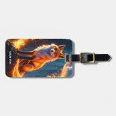 ファンタジーかわいい鮮やかなキツネの火の森 ラゲッジタグ (正面横)