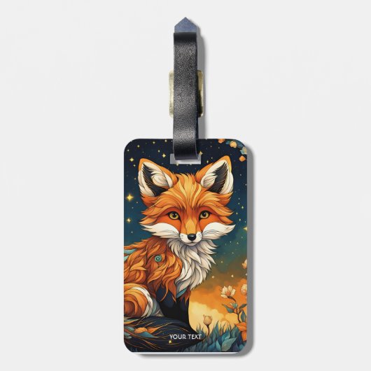 ファンタジーかわいい鮮やかなキツネナイトフラワー ラゲッジタグ (裏面縦)
