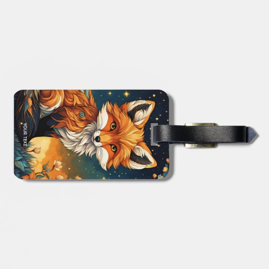 ファンタジーかわいい鮮やかなキツネナイトフラワー ラゲッジタグ (裏面横)