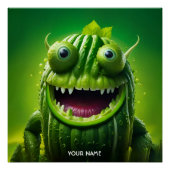 ファンタジーかわいい鮮やかなキュウリおもしろいーの生き物 ポスター (正面)