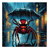 ファンタジーかわいい鮮やかなクモの雨模様 ポスター (正面)