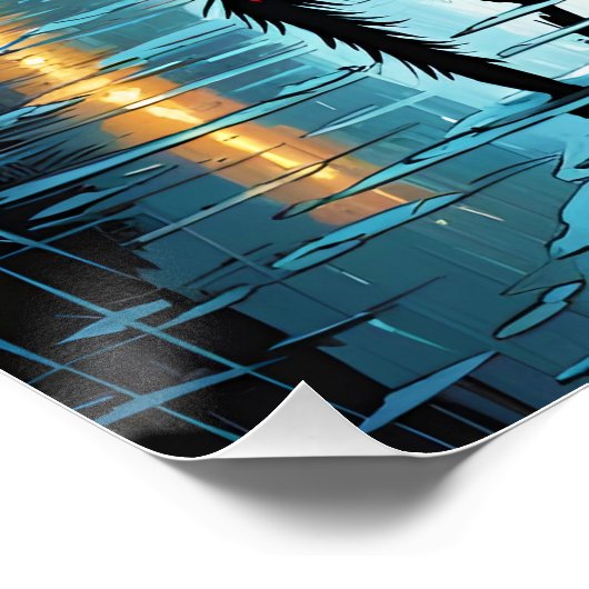 ファンタジーかわいい鮮やかなクモの雨模様 ポスター (コーナー)