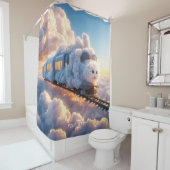 ファンタジーかわいい鮮やかなクラウドトレインサンライズ シャワーカーテン (インサイチュ)