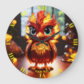 ファンタジーかわいい鮮やかなクールベビーフェニックス ラージ壁時計 (正面)