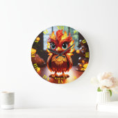 ファンタジーかわいい鮮やかなクールベビーフェニックス ラージ壁時計 (ホーム)