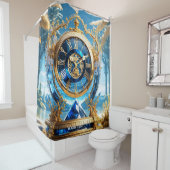 ファンタジーかわいい鮮やかなサファイアクロック海 シャワーカーテン (インサイチュ)