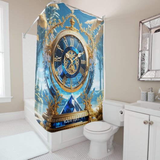 ファンタジーかわいい鮮やかなサファイアクロック海 シャワーカーテン (インサイチュ)
