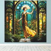 ファンタジーかわいい鮮やかなステンドグラスの女性 キャンバスプリント (インサイチュ (ウッドフロア))