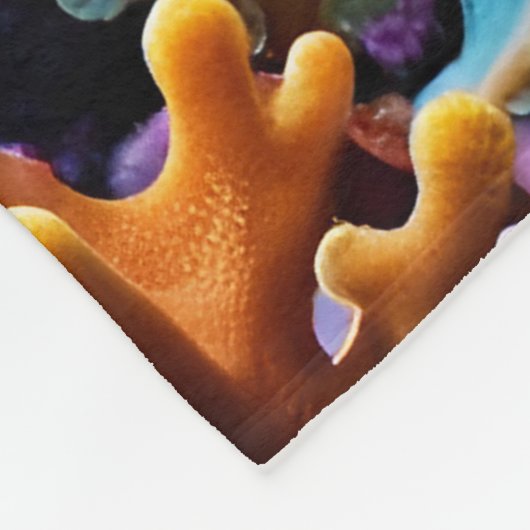 ファンタジーかわいい鮮やかなタコの海 フリースブランケット (角)