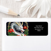 ファンタジーかわいい鮮やかなドラゴン葉の花 ラベル (インサイチュ)