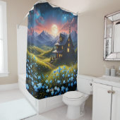 ファンタジーかわいい鮮やかなハウスナイトムーン シャワーカーテン (インサイチュ)