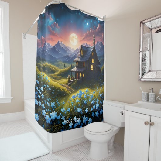 ファンタジーかわいい鮮やかなハウスナイトムーン シャワーカーテン (インサイチュ)