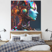 ファンタジーかわいい鮮やかなヒューマンマシンガール キャンバスプリント (インサイチュ (寝室))