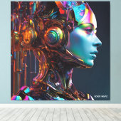 ファンタジーかわいい鮮やかなヒューマンマシンガール キャンバスプリント (インサイチュ (ウッドフロア))