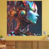 ファンタジーかわいい鮮やかなヒューマンマシンガール キャンバスプリント (インサイチュ (リビング))