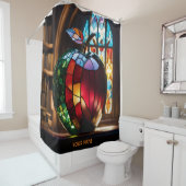 ファンタジーかわいい鮮やかなリンゴのステンドグラス シャワーカーテン (インサイチュ)