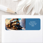 ファンタジーかわいい鮮やかな古い列車の冬 ラベル (インサイチュ)