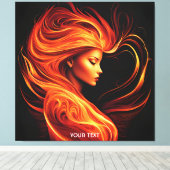 ファンタジーかわいい鮮やかな女の子の炎 キャンバスプリント (インサイチュ (ウッドフロア))