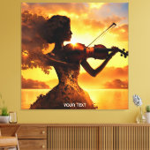 ファンタジーかわいい鮮やかな女遊の子のバイオリン キャンバスプリント (インサイチュ (リビング))