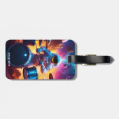 ファンタジーかわいい鮮やかな宇宙飛行士遊のドラム ラゲッジタグ (裏面横)