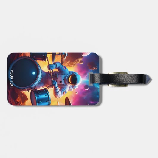 ファンタジーかわいい鮮やかな宇宙飛行士遊のドラム ラゲッジタグ (裏面横)