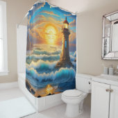 ファンタジーかわいい鮮やかな海の太陽の嵐 シャワーカーテン (インサイチュ)