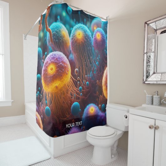 ファンタジーかわいい鮮やかな海の生物 シャワーカーテン (インサイチュ)