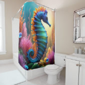 ファンタジーかわいい鮮やかな海馬の花 シャワーカーテン (インサイチュ)