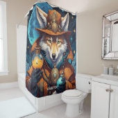 ファンタジーかわいい鮮やかな狼のウィザードのオプション シャワーカーテン (インサイチュ)