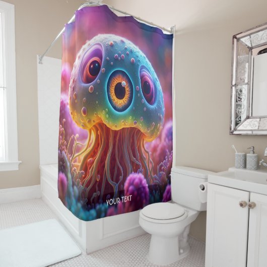 ファンタジーかわいい鮮やかな目の海の生物 シャワーカーテン (インサイチュ)