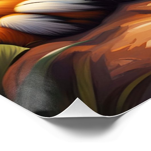 ファンタジーかわいい鮮やかな眠るタイガーヤギ ポスター (コーナー)