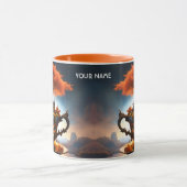 ファンタジーかわいい鮮やかな秋疑問に思の杯 マグカップ (中央)